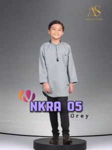 ATASAN KURTA ANAK NIBRAS NKRA 05 GREY / BAJU NGAJI DAILY OUTFIT ANAK KURTA FRESH & CUTE