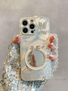 High-Quality Silken Diamond Mirror Shell for  16ProMax Womens Simple Elegant Luxury Stereo Flash Diamond Protective Case