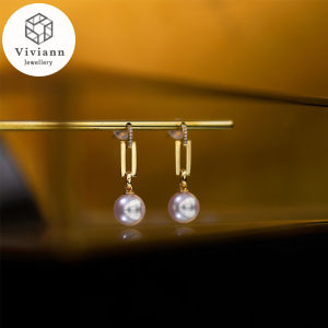 Viviann Original Geometric Design Earrings Gold-plated Pearl Earrings Unusual Earrings for Women Chic Charming Goth Jewelry Pearl Stud Earrings Korean Zircon Earring Party Christmas Jewelry Gift