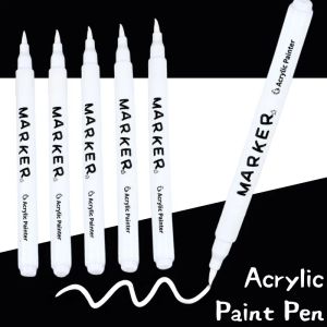 1/3/5Pcs White Marker Pens Acrylic Paint Pen Quick-Drying Marker Pens Permanent Waterproof White Painting Brush Student-Specific