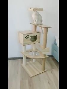 🧺RPS🧺 คอนโดแมว แมวส่งฟรี แมวอันใหญ่ เสาลับเล็บแมวได้ เหมาะสำหรับแมว 4-6 ตัว แน่นไม่สั่น คอนโดไม้