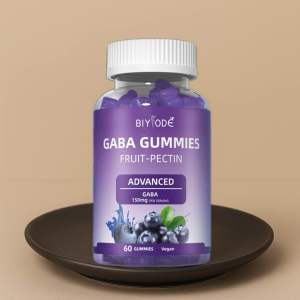 BIYODE GABA Gummies Tidur Nyenyak | Kurang Stress & Relax | GABA Vitamin B | Vegan Sugar-Free Blueberry | Deep Sleep Supplement 60 Gummies