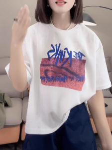 Shalldoer | เสื้อยืดแขนสั้นพิมพ์ลายสไตล์อเมริกันย้อนยุคสำหรับผู้หญิง ทรงหลวมสบาย ๆ ฤดูร้อน 2025 เสื้อตัวเล็กทรงเข้ารูป