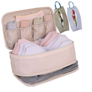 Travel Organizer Double Layer Underwear Storage Bag Cosmetics Clothes Pouch for Bra Underwear Socks