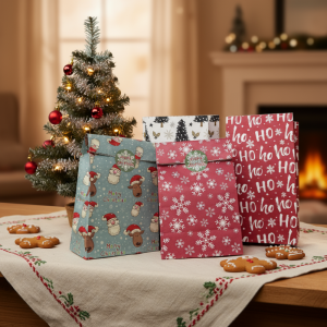 Christmas Kraft Paper Bags Merry Christmas Cookie Candy Gift Packaging Bags 2026 New Year Party Favors Packing Supplies