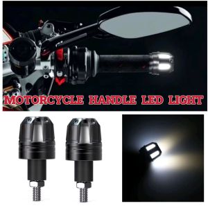 1pair Motorcycle Handle Led Light Flash Blink Motor Handle Bar Lighting Accessories - White