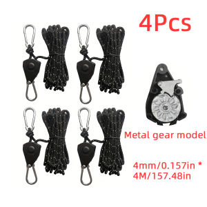 4mm*4m Camping Tent Tie Down Rope Tightener Fastening Pulley Ratchet Hangers Awning Rope Hook Canopy Buckle Rope Tightening Tool