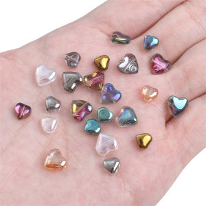 10pcs Crystal Glass Heart Beads Loose Spacer Beads for Bracelet Earring Necklace DIY Jewelry Making