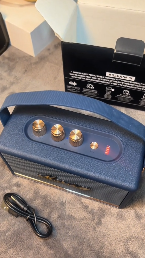 🔥เสียงดี🔥Marshall Kilburn III W4 ลำโพงบลูทูธ อัพเกรดใหม่ Black ลำโพงบลูทูธพกพา การเชื่อมต่อบลูทูธ เสียงเบส Bluetooth Speaker