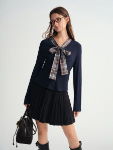 DUSHU | Plaid Sweet Knit Cardigan