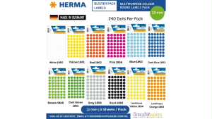 HERMA Multi-purpose Labels Round 8mm Assorted Colours (1831)