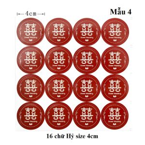 Decal hỷ tròn trang trí vật dụng ngày cưới