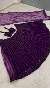 [PRE-ORDER] Semistitched Net Lehenga With Sequins & Dori Work (10-15days delivery)