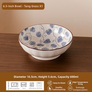 Yomerto | Aesthetic Blue-and-White Ceramic Rice Bowl