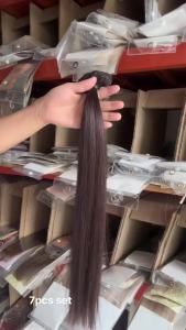 Chocola Clips In Brazilian Remy 100% Human Hair Extensions 16"-24" 8pcs 120g pieces Set Natural Straight