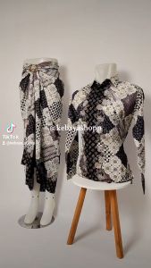 (NEW KEBAYASHOPP) ROK LILIT COUPLE BATIK ROK SET KEMEJA LENGAN PANJANG COUPLE BATIK KAIN LILIT