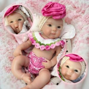 Búp Bê Sơ Sinh Bettie 13 Inch Làm Bằng Silicon Nguyên Khối Miệng Mở Vẽ Tay Chân Thực Dành Cho Trẻ Từ 14 Tuổi Trở Lên