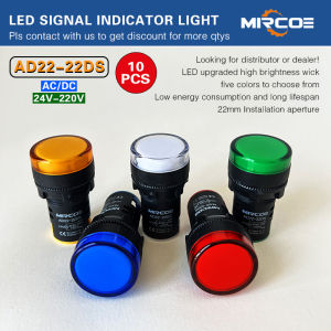 MIRCOE AD22-22 led pilot lamp panel indicator light red blue green yellow white 22mm AC/DC 24V 110V 220V