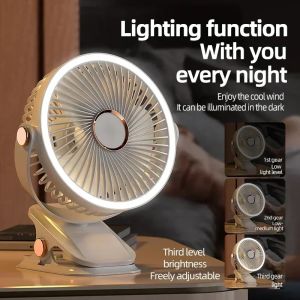 Car Rechargeable Desktop 2000mAh Portable Outdoor Home Fan Air Cycle Device Wireless Ceiling Mounted WithLED Light Clip on Amagi