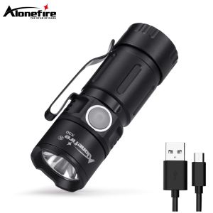 Alonefire X30 XPG LED Super bright Mini Flashlight USB Rechargeable 500 Lumens Portable Magnetic Suction Outdoor Torch For Camping Travel