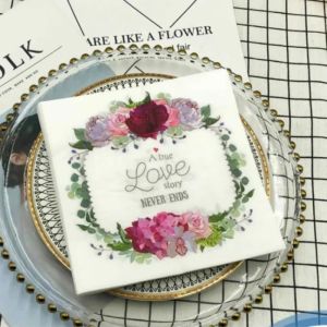Colorful Printed Napkins Flower LOVE Square Mouth Cloth Paper Napkins Wedding Party Baking Hotel Paper Placemats 20pcs/pac 2 Ply