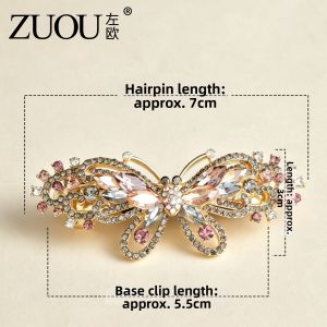 ZUOOU | Elegant Diamond Butterfly Spring Clamp Head Accessories