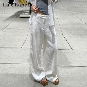 La Chapelle | White Flax Thin High-Waist Casual Relaxed Feel Summer Trousers