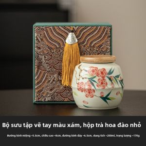 SHUANGYU | Hộp Đựng Trà Sứ Hoa Đào Hand-painted Sealed Container