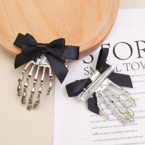 Castle】กิ๊ปหนีบโครงกระดูกผีหัวกะโหลกแบบเต็มทรงกระดูกแนวพังก์แนวกอธิคคลิปผมผู้หญิงแนววินเทจเครื่องประดับผมปาร์ตี้ฮาโลวีน