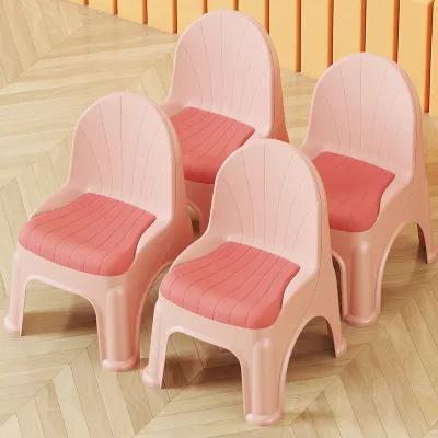Thickened Plastic Stool with Back for Home Use Non-Slip Short Stool Childrens Shoe Changing Stool Kindergarten Back Chair Color Block