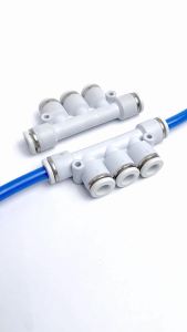 Nối Nhanh Chia 5 Ngã PK Khí Nén STNC Ống 4 6 8 - Màu Trắng