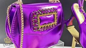 QSGFC Italian Design Rhinestone-encrusted Ladies Party Shoes And Special Bag Women High Heels Wedding Dual Purpose Bag