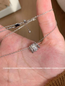 TiTi Three-Loop Road through Necklace Womens High-End Sensation Frosted Versatile Clavicle Chain Four-Leaf Clover Charm