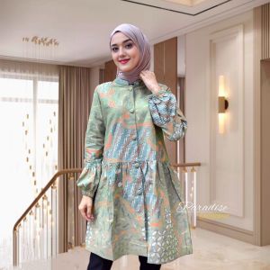 Baju Batik Wanita Modern 2025 Blus Panjang  Wanita Full Lapis Trikot Tunik Impor Bangkok Ori Tunik Batik Modern Atasan Tunik Wanita Warna Soft Terbaru .