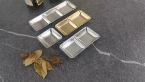 304 Stainless Steel Seasoning Dish SauceTrays Korean Food Seasoning SushiDipping Sauce Dish Gold