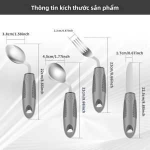 Bộ Dao Dĩa Thìa Bằng Thép Không Gỉ Chống Rung 4 Món Dành Cho Người Cao Tuổi Bị Run Tay Dụng Cụ Phục Hồi Chức Năng Tay