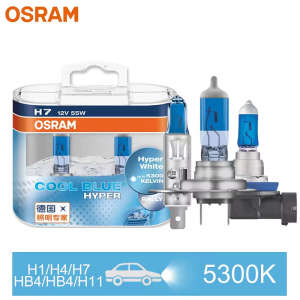 Osram | OSRAM H7 H4 H1 H11 HB3 9005 HB4 9006 Halogen Headlight Car Light Hi/Lo Beam 5300K 12V 55W Cool Blue Hyper White Bulb(2 Pieces)