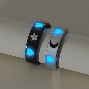 2 Pieces/Sets of Luminous Love Star Moon I Love You Couple Rings Womens Fashionable Love Commitment Rings