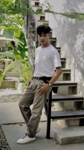BILLY JAZZ Celana Panjang Chino Kanvas Pria Polos Model Standart Full Aksessoris Cardinal Premium