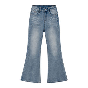 NIHAOKANONG | Quần Jeans Nữ Đen Co Dãn Nếp Nhăn Dày Dặn Thon Cao Waist Straight
