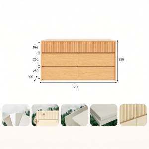 MUJUGE | Subsidized Oak Colored Solid Wood Drawer Storage Chest Modern Minimalist Design