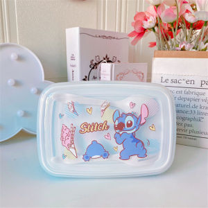 Disney Lilo & Stitch Kawaii Bento Box Portable Lunch Container for Kids and Students with Hermetic Seal Single Layer Design
