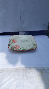 dĩa sứ vuông hoa tulip bông đỏ kích thước 8 inches dĩa sứ tròn ảo trắng 18cm Mua 6 cái tặng 1 cái cùng loại