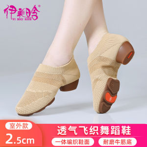 Giày Khiêu Vũ Lưới Thoáng Khí Màu Nâu Mới 2025 Giày Khiêu Vũ Sân Khấu Chuyên Dụng Cho Phụ Nữ Giày Khiêu Vũ Khiêu Vũ Công Cộng Không Mệt