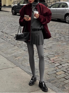 Cảm Giác Cao Cấp Màu Xám Mùa Thu Mùa Đông Quần Tây Dành Cho Bé Gái Phụ Kiện Túi Xách Của Các Thương Hiệu Khác