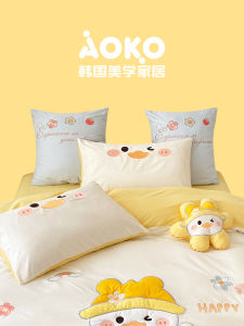 AOKO New Cotton Bedding Set Cartoon Style Four-Piece Suite Quilt Cover Sheet Bed Protector Durable Comfortable Cotton Fabric