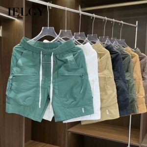 Ielgy quần đùi lửng khóa kéo có túi cho nam mới mùa hè