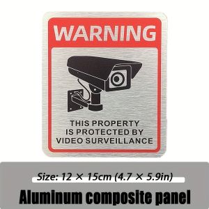Aluminum alloy plate monitoring prompt sign 24-hour English warning sign private territory courtyard monitoring area sign