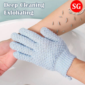🇸🇬【SG stock】Bath Gloves Removing Body Scrub Shower Dead SKin Cell Massage Scrubbing Skin Surface Exfoliation 5 Fingers Shower Bath Scrub Gloves /Bath Peeling Exfoliating Glove Shower Scrub Gloves Resistance