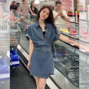 YUEZHONGWEI | Vintage Polo Collar Denim Dress